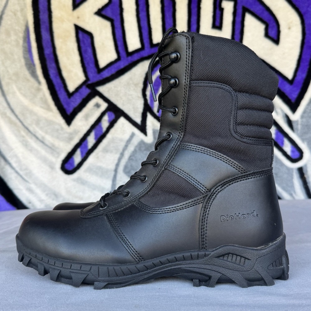 Size 12 -‎ MENS DIEHARD BLACK TACTICAL ZIP LACE SOFT TOE OIL RESISTANT BOOT